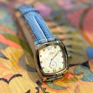NEW Skagen Denmark Pearl Face Watch Two Genuine Leather Bands Silver Hardware
